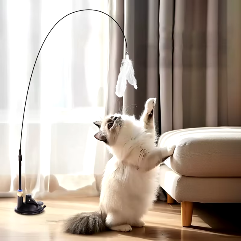 Oiseau interactif avec ventouse et cloche - Jouet pour chat